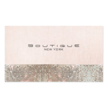 Sparkly Sequins and Pink Linen Look Boutique Business Card Template