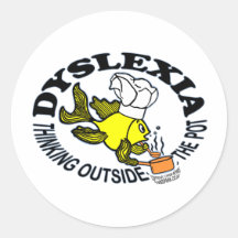 Sparky Denken der Dyslexie-Kochs-Fische außerhalb  Runder Sticker