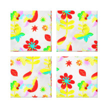 Spaß-bunter Blumen-Schmetterlings-Vogel-Frühling Gespannte Galeriedrucke