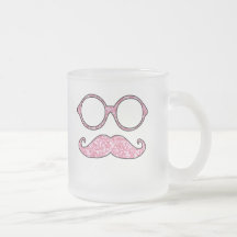 SPASS-SCHNURRBART UND GLÄSER, ROSA DRUCKGLITTER HAFERL