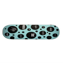 Spaß-Skateboard: hellblau mit schwarzen Blasen Bedrucktes Skateboard