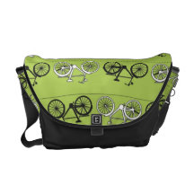 Spaß-Vintager grüner Fahrrad-Muster-Druck Kuriertasche