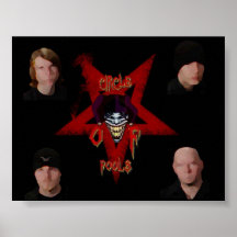 Spaßvogelkopf auf Pentagram w/band Plakat