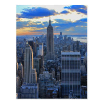 Später Nachmittag NYC Skyline als Sonnenunterganga Postkarten