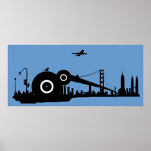 Spatzenstadt-Flugzeugplakat - Blau