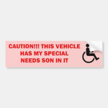 Special benötigt Sohn im Fahrzeug Autosticker
