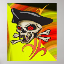 Spielender Piraten-Druck und Plakat
