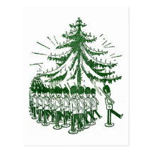 Spielzeug-Soldat-März ringsum einen Baum Postkarten