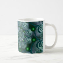Spiral and Spheres Blue Fraktal Kaffee Haferl