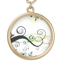 Spiral Pattern with Leaves and Circles Necklaces