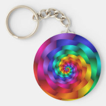 Spiraling Rainbow Rose Keychain