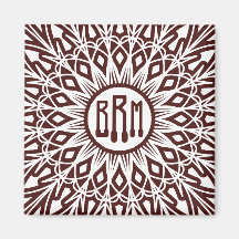 Spitze-Monogramm-Magnet Kaffee-Browns gewirkter Kühlschrankmagnete