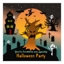 Spuk Baum-Halloween-Einladung