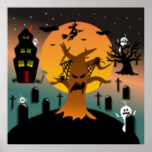 Spuk Baum-Halloween-Plakat