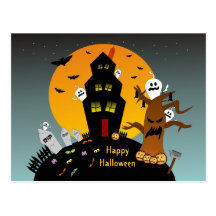 Spuk Haus-Halloween-Postkarte