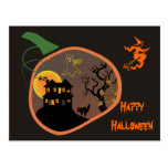 Spuk Haus in einer Kürbis Halloween-Postkarte