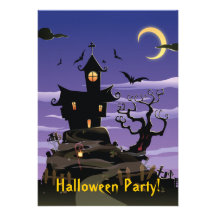 Spuk Haus-lila Halloween-Party-Einladung