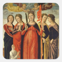 St Ursula und vier Heilige (Tempera auf Platte) Aufkleber