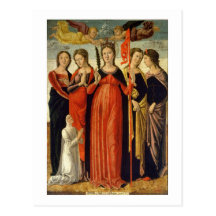 St Ursula und vier Heilige (Tempera auf Platte) Postkarte