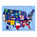 Staat kennzeichnet Flagge Karte USA Vereinigte Sta Postkarten
