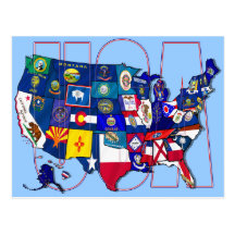Staat kennzeichnet Flagge Karte USA Vereinigte Sta Postkarten