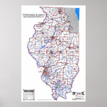 Staats-Gesetzgebungsbezirke - Downstate Illinois Plakatdruck
