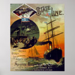 Staats-Linie Vintage Kreuzfahrt-Schiffs-Reise-Kuns Poster