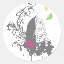 Stadt der Schmetterlinge (grau) Runde Aufkleber
