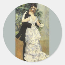 Stadt-Tanz durch Renoir, Vintage Impressionismus-K Runde Sticker