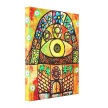 Stadt von Leinwand Jerusalems Hamsa Galerie Gefaltete Leinwand