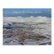 Stadt von Unalaska im Winter, Unalaska Insel Postkarten