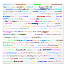 Städte des Foto-Druckes des Welttext-Entwurfs-II