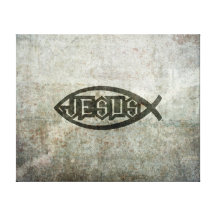 Städtische konkrete Jesus-Fische Leinwanddrucke