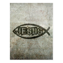 Städtische konkrete Jesus-Fische Postkarte