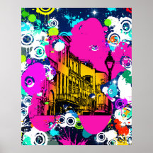 städtischer Stadt Graffitifarben-Spritzerentwurf b Plakat