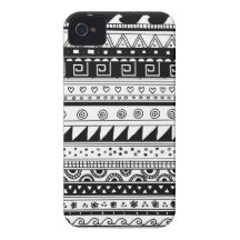 Stammes- Schwarzweiss-Muster iPhone 4 Etuis