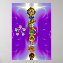STANGE VON ASCLEPIUS MIT 7 CHAKRAS, GEISTIGE ENERG POSTERDRUCKE