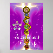 STANGE VON ASCLEPIUS MIT 7 CHAKRAS, GEISTIGE ENERG POSTERDRUCKE