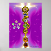 STANGE VON ASCLEPIUS MIT 7 CHAKRAS, GEISTIGE ENERG POSTER