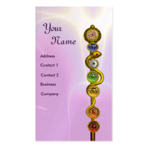 STANGE VON ASCLEPIUS MIT 7 CHAKRAS, GEISTIGE ENERG VISITENKARTEN VORLAGEN
