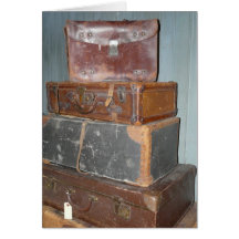 Stapel des Vintagen Gepäcks für Ferien Grußkarten