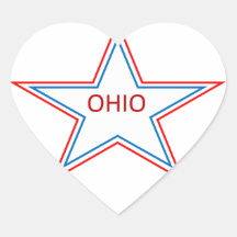 Star with Ohio in it. Heart Stickers