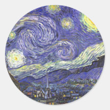 Starry Nacht Van Gogh, Vintager Post-Impressionism Runder Aufkleber