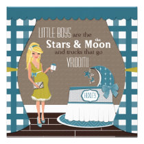 Stars And Moon Blonde Boy Baby Shower Invitations einladungen