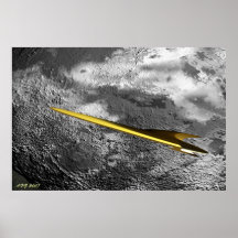 Starship mit Mond im Hintergrund Plakat