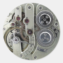 Steampunk bewegliche Teile Aufklebersilber