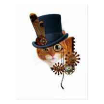 Steampunk Katze Postkarten
