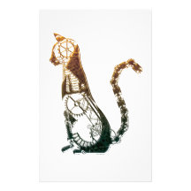Steampunk Katze stationär Druckpapiere