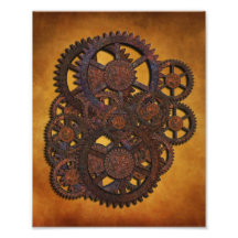 Steampunk rostige Gänge Foto Druck