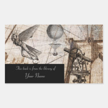 Steampunk über der Brooklyn-Brückenbibliotheksplat Aufkleber